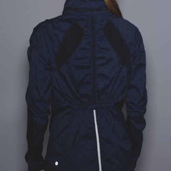 Lululemon Gather And Sprint Jacket Ghost Dot Deep Navy Black / Black Size 8 - Picture 5 of 14